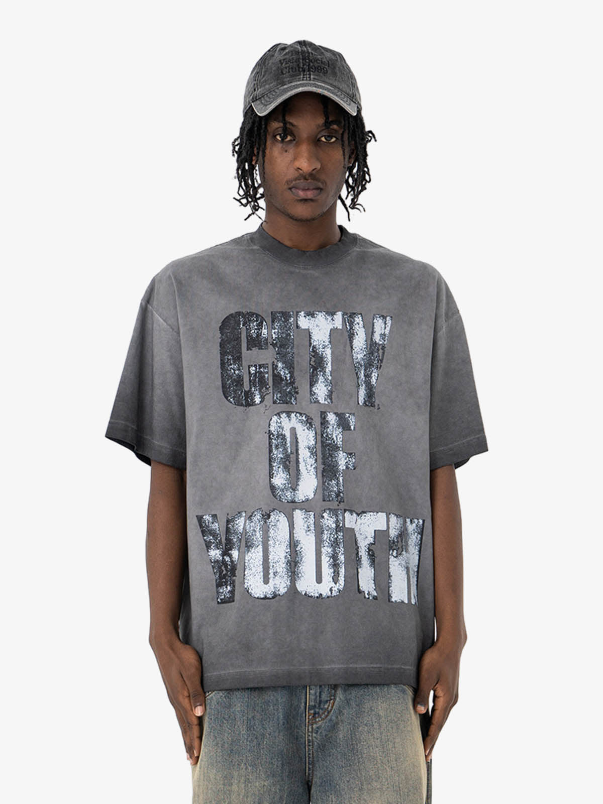 Retro Gradient Spray Letter Graphic Tee