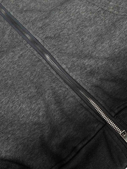 Distressed Studded Gradient Zip Up Hoodie