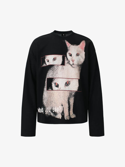 Long-Sleeve with Cat Print