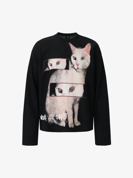 Long-Sleeve with Cat Print