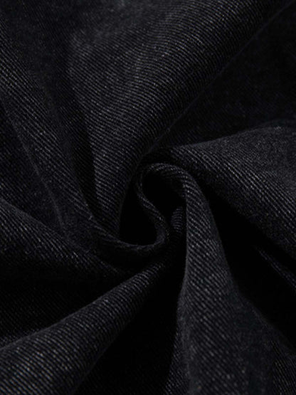 Vintage Washed Denim Metal Toggle Detail Pullover Hoodie