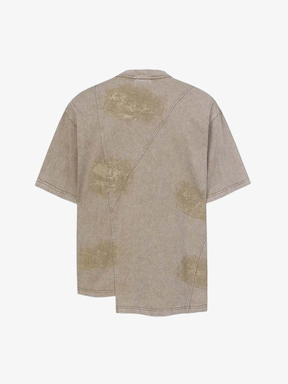 Retro Distressed Oversized T-Shirt with Panel Seaming