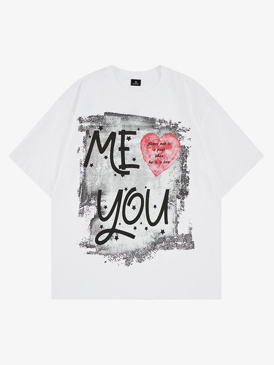 Vintage-Inspired 'ME YOU' Heart Graphic Tee