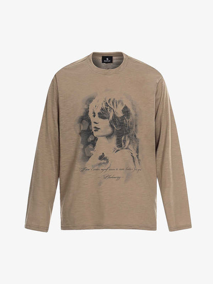 Retro Portrait Design Long Sleeve Tee