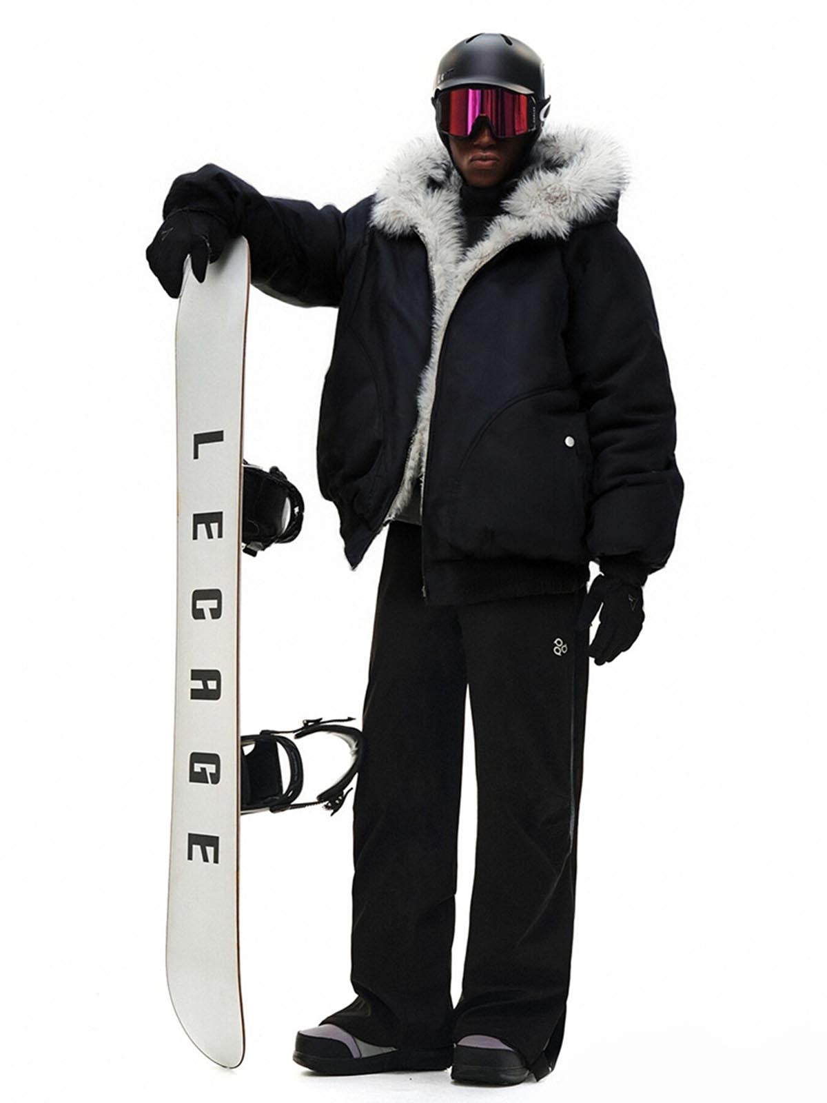 Windproof Padded Jacket with Faux Fur Collar and Hood