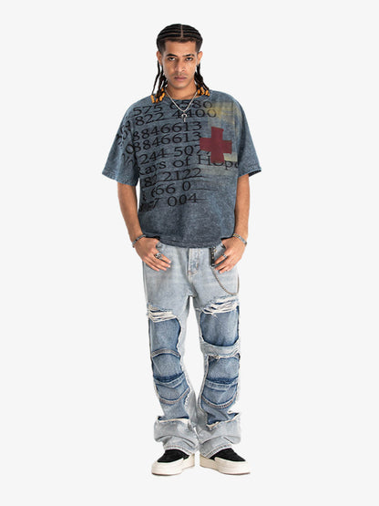 Retro Distressed Number Graphic Tee