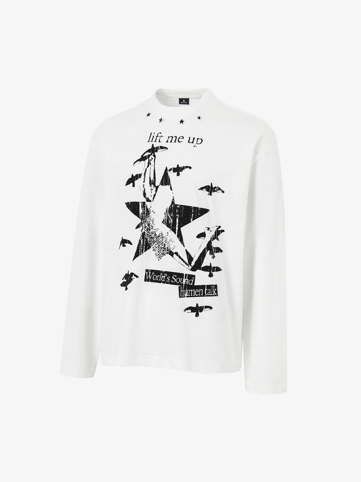 Vintage Star Pattern Long-Sleeve Tee