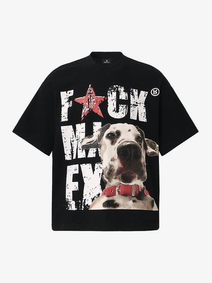 Vintage-Inspired Distressed Dog Graphic Tee