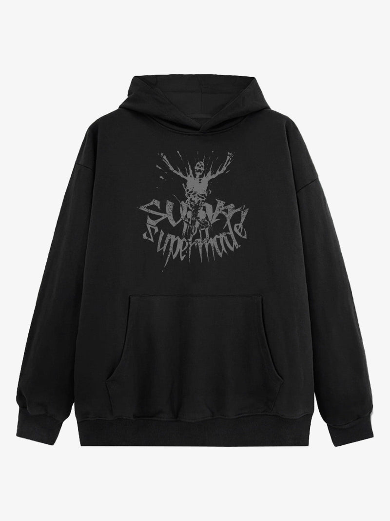Gothic Devil Graphic Washed Hoodie