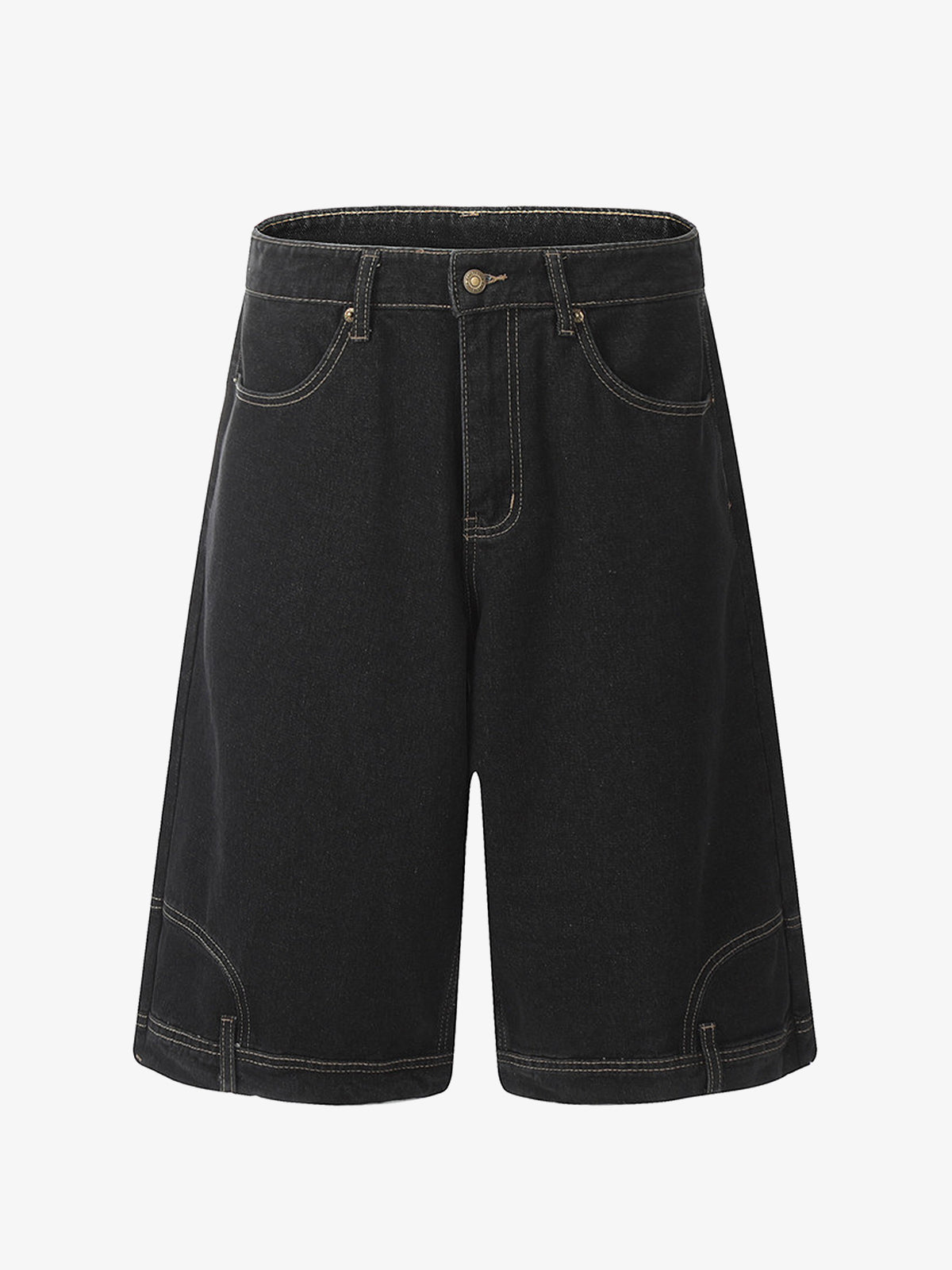 Distressed Waistband Hem Denim Shorts
