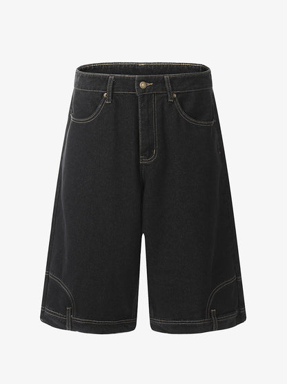 Distressed Waistband Hem Denim Shorts