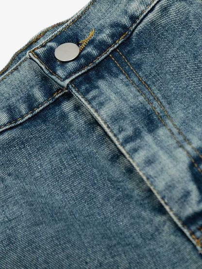 Faded Striped Wide-Leg Denim Jorts