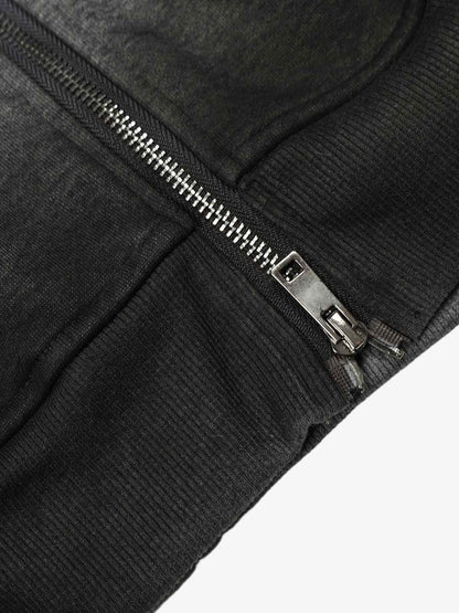Distressed Studded Gradient Zip Up Hoodie