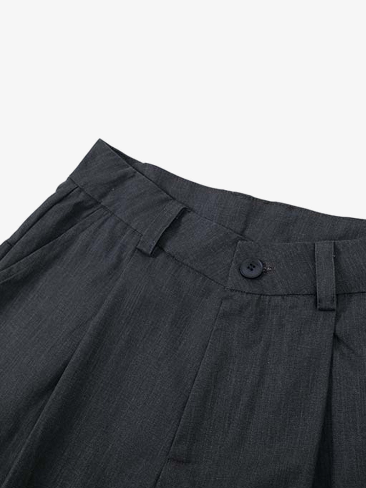 Pleated Wide-Leg Denim Shorts