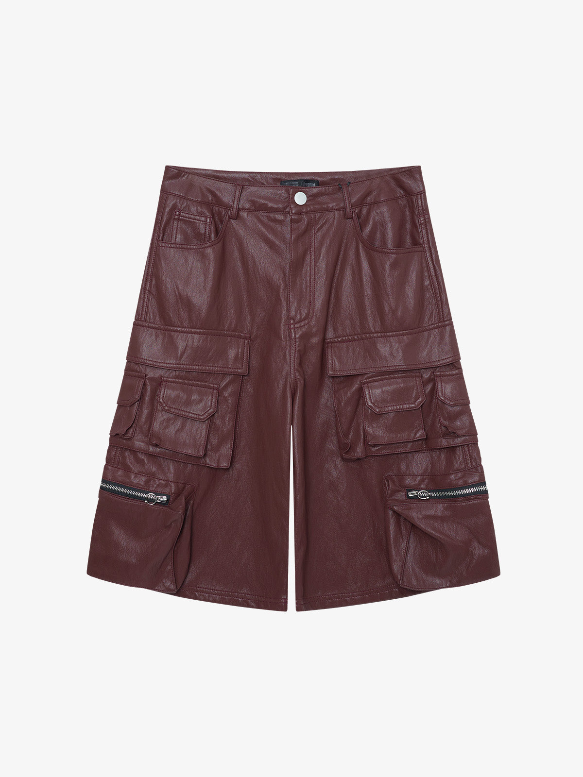 Faux Leather Cargo Denim Shorts