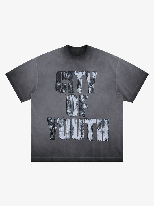 Retro Gradient Spray Letter Graphic Tee
