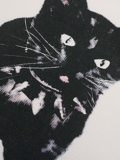 Retro Black Cat Studded Collar Tee