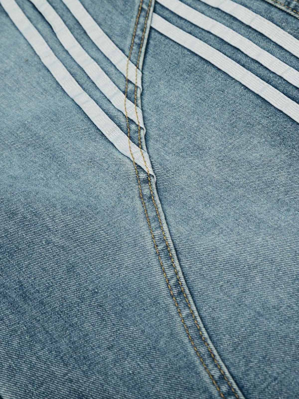 Faded Striped Wide-Leg Denim Jorts