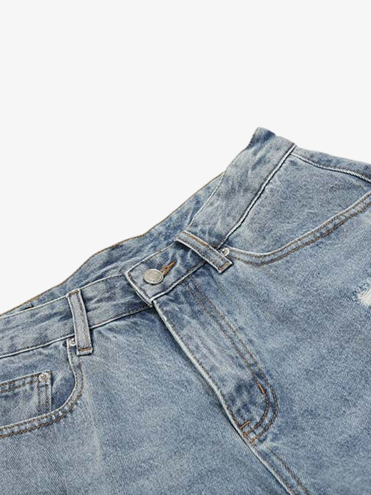 Faded Light Wash Distressed Denim Shorts