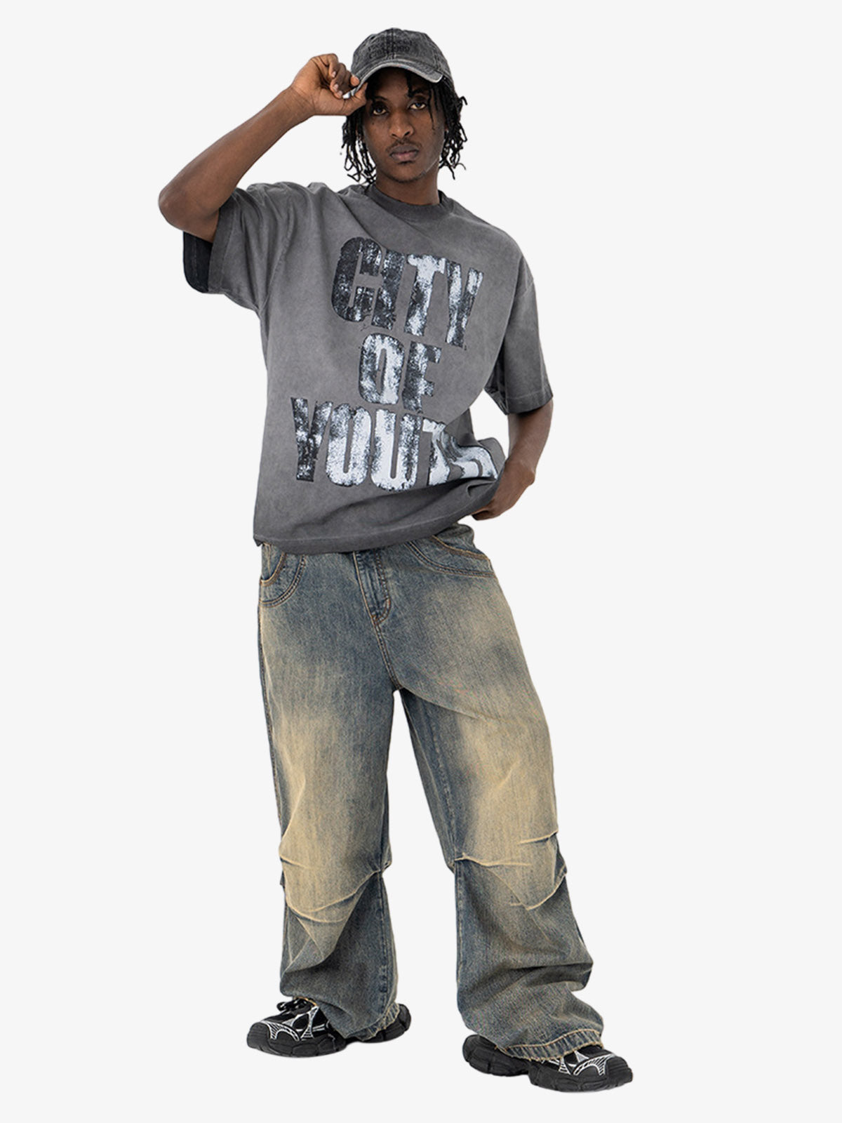 Retro Gradient Spray Letter Graphic Tee