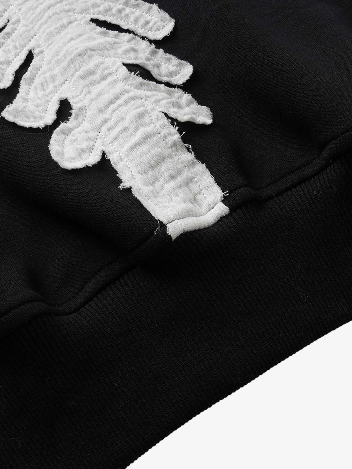 Spine Graphic Distressed Hood Zip Hoodie