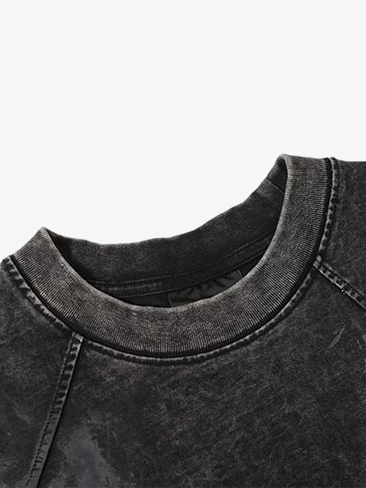 Retro Distressed Oversized T-Shirt with Panel Seaming