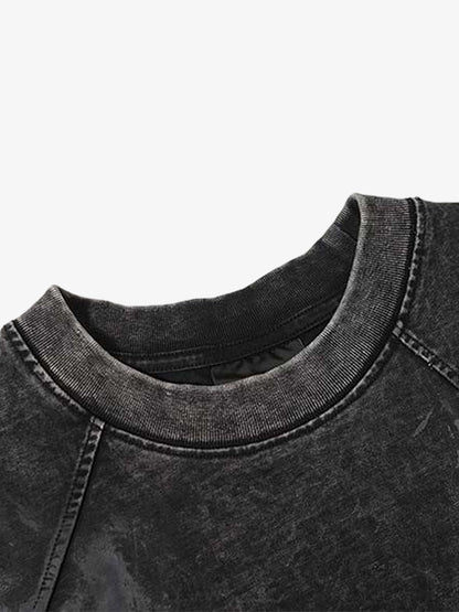 Retro Distressed Oversized T-Shirt with Panel Seaming