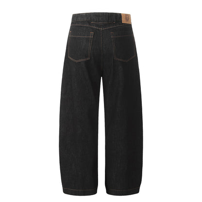 Wide-Leg Casual Pants with Topstitched Split Design