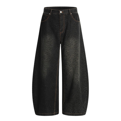 Vintage Leopard Print Scimitar Wide-Leg Trousers