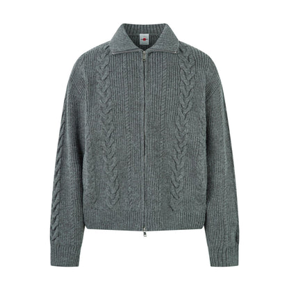 Premium Grey Collared Cable Knit