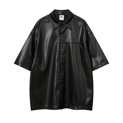 Loose-Fit PU Leather Overshirt