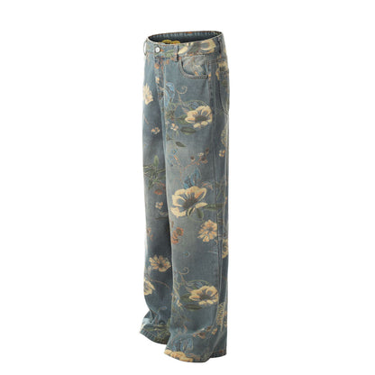 Casual Printed Straight-Leg Trousers