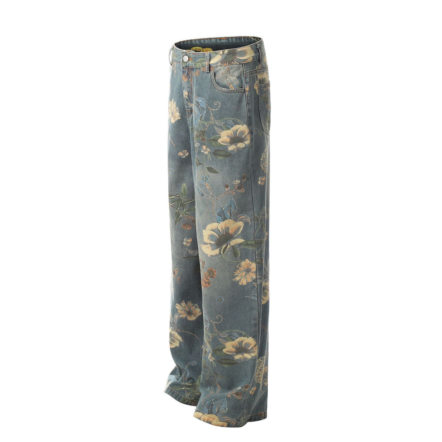 Floral straight-leg jeans