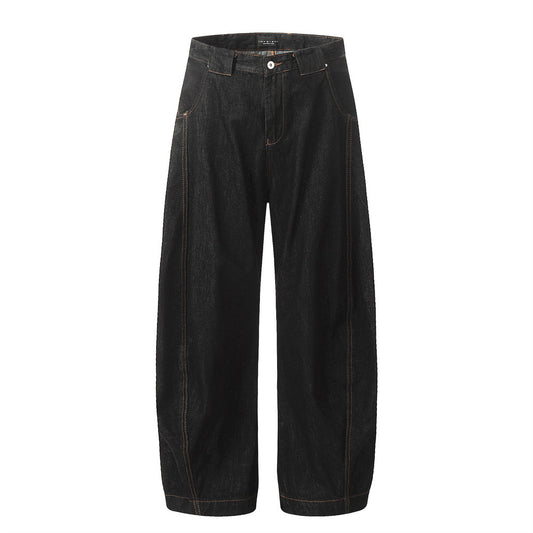 Wide-Leg Casual Pants with Topstitched Split Design