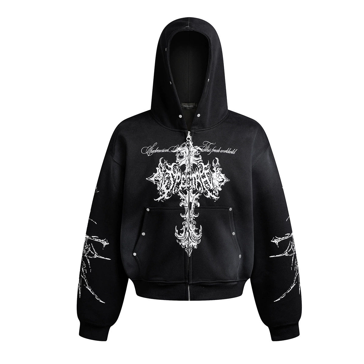 Ornate Graphic Zip-Up Hoodie