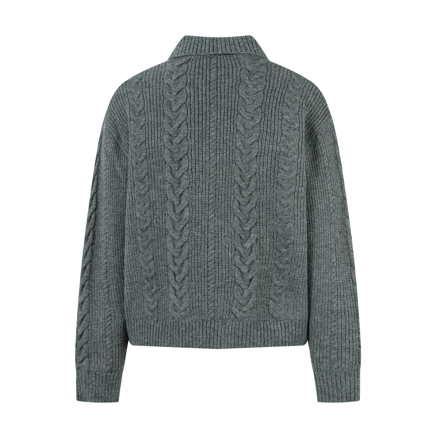 Premium Grey Collared Cable Knit
