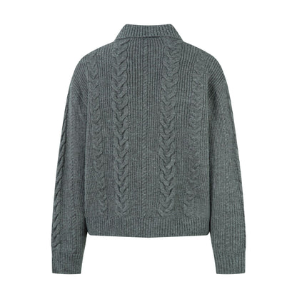 Premium Grey Collared Cable Knit