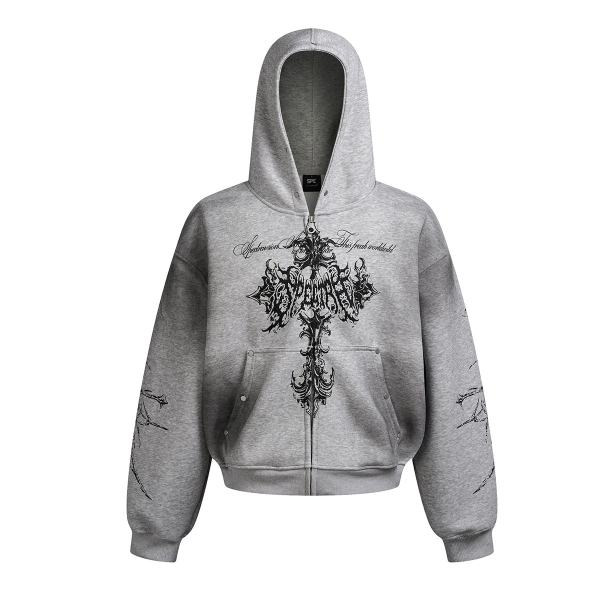 Ornate Graphic Zip-Up Hoodie