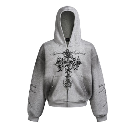 Ornate Graphic Zip-Up Hoodie