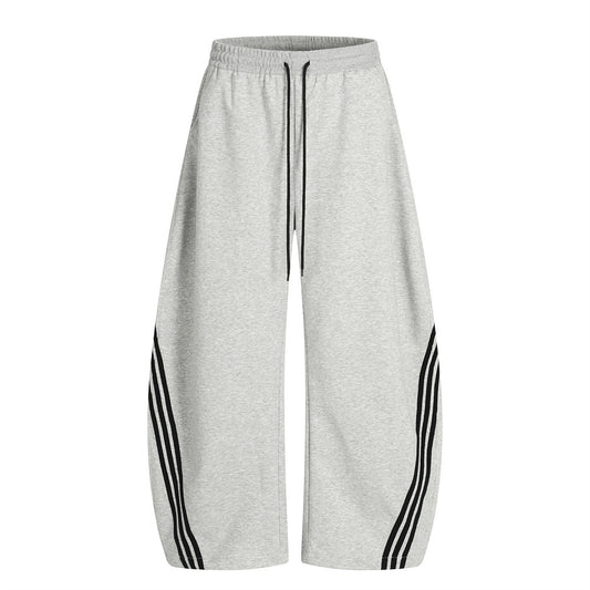 Patchwork Three-Stripe Wide-Leg Scimitar Sports Pants