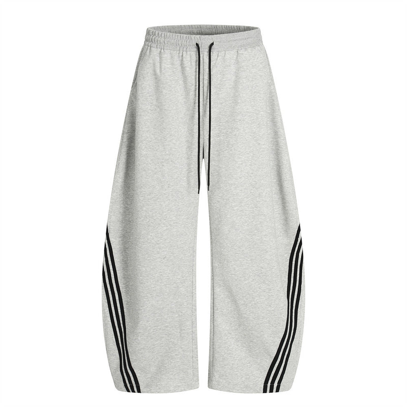 Patchwork Three-Stripe Wide-Leg Scimitar Sports Pants