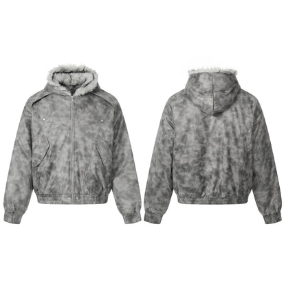 Acid-Wash Fur Jacket