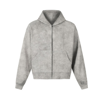 Versatile Tie-Dye Snowflake Distressed  Zip-Up Hoodie