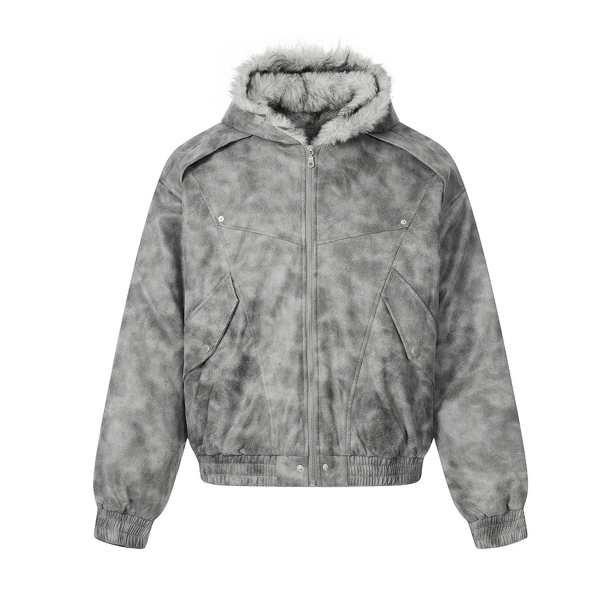 Acid-Wash Fur Jacket