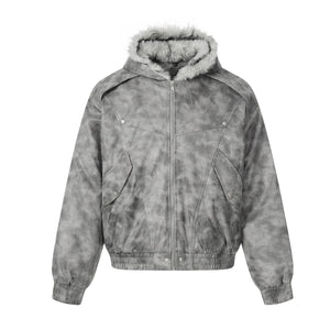 Acid-Wash Fur Jacket