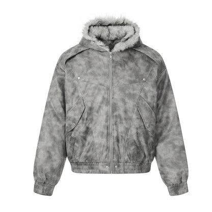 Acid-Wash Fur Jacket