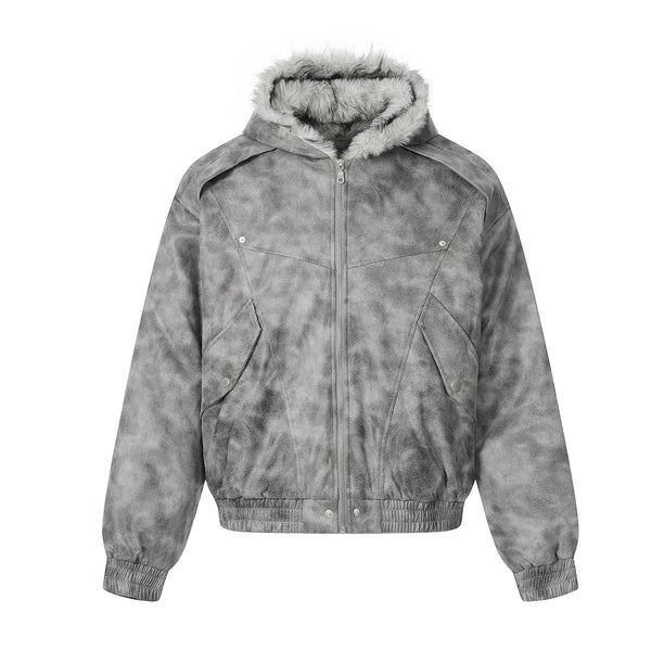 Acid-Wash Fur Jacket