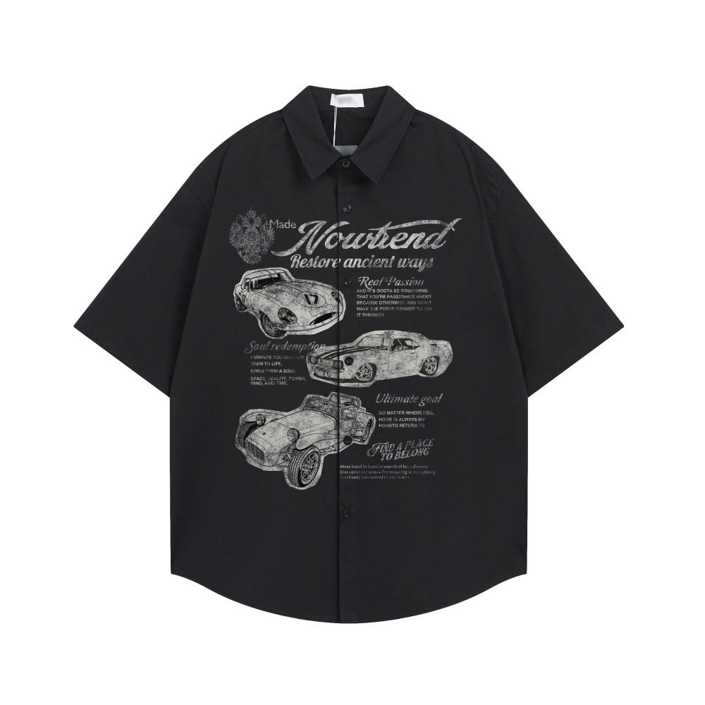 Retro Car Print Overshirt