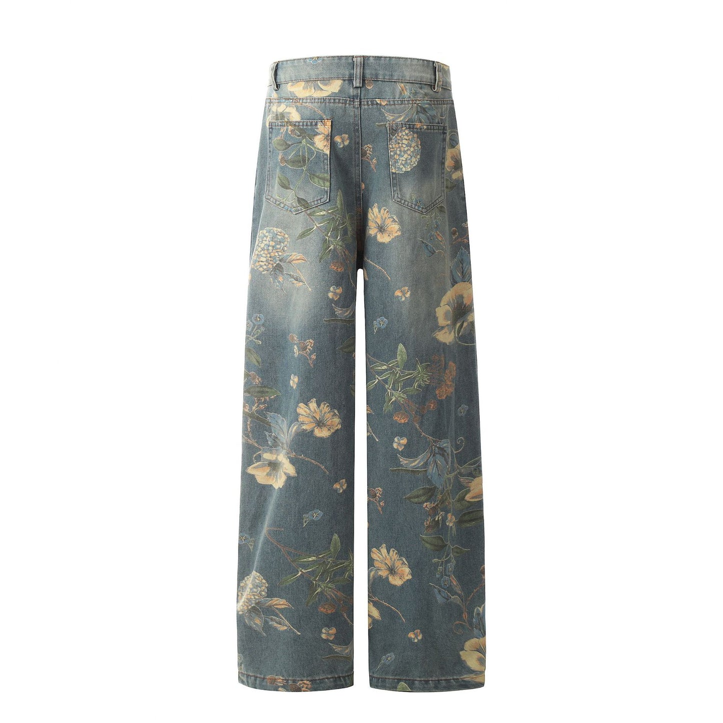 Floral straight-leg jeans