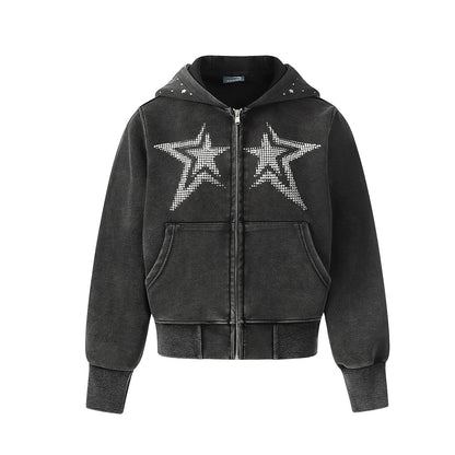 Rhinestone Star Zip-Up